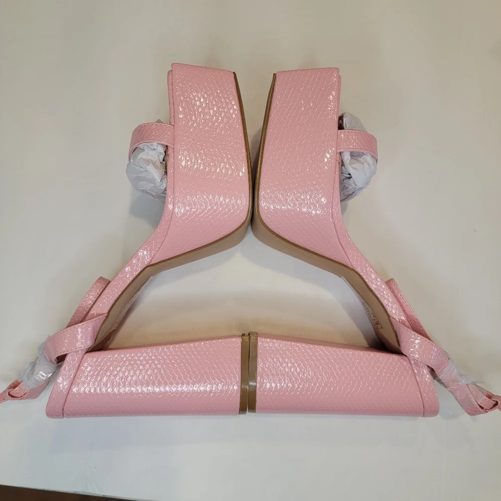 Simmi London Platform Square Toe Heeled Sandal Size 10 Wide Fit New! Pink
